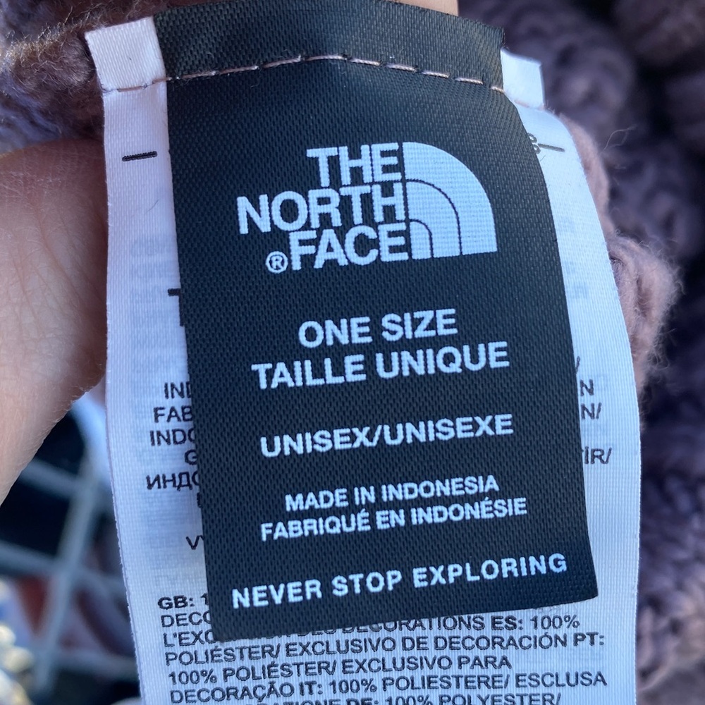 Preowned The North Face  Purple Knit Pom Beanie Unisex Adult - Picture 3 of 5